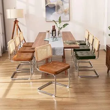 Zesthouse Natural Rattan Dining Chairs Set of 2, Modern Dining Room Chairs with Solid Wood Back for ...