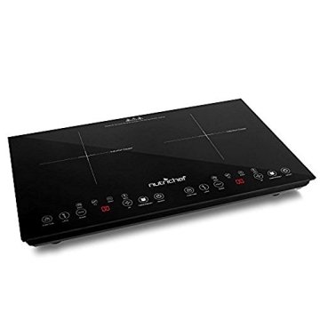 NutriChef Double Induction Cooktop - Portable 120V Digital Ceramic Dual Burner w/ Kids Safety Lock -...