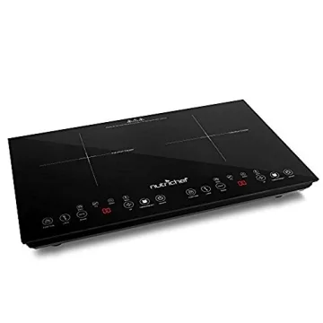 NutriChef Double Induction Cooktop - Portable 120V Digital Ceramic Dual Burner w/ Kids Safety Lock -...