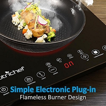 NutriChef Induction Cooktop - Portable Dual Burner w Safety Lock