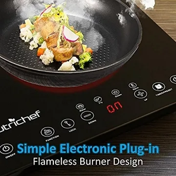 NutriChef Induction Cooktop - Portable Dual Burner w Safety Lock