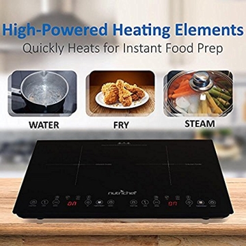 NutriChef Induction Cooktop - Portable Dual Burner w Safety Lock