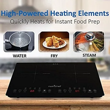 NutriChef Induction Cooktop - Portable Dual Burner w Safety Lock