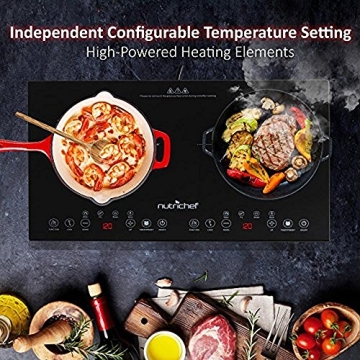 NutriChef Induction Cooktop - Portable Dual Burner w Safety Lock