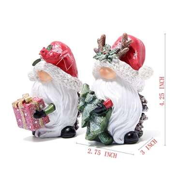 Hodao 2 PCS Christmas Gnomes Decorations Xmas Hat Gnomes Figurines Christmas Decors Handmade Elf Scandinavian Tomte Gnomes Figurines for Xmas Decor Gift - Christmas Party Home Gnomes Decorations