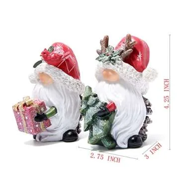 Hodao 2 PCS Christmas Gnomes Decorations Xmas Hat Gnomes Figurines Christmas Decors Handmade Elf Scandinavian Tomte Gnomes Figurines for Xmas Decor Gift - Christmas Party Home Gnomes Decorations