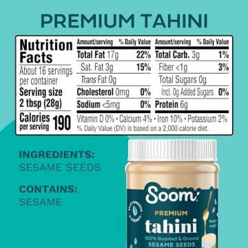 Soom Premium Tahini Paste - Silky Smooth & Vegan