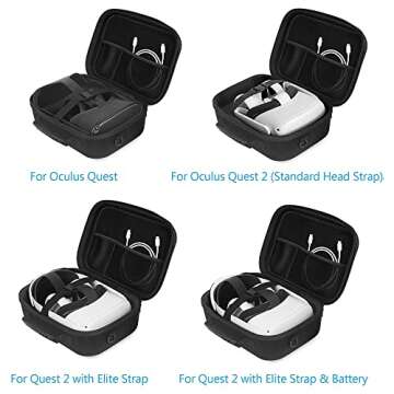 JSVER Carrying Case For Meta Quest 2 VR Headset, Controllers, Battery and Elite Strap, Hard Travel C...