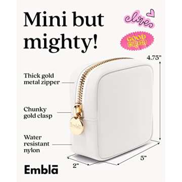 Embla Makeup Bag Travel Cosmetics Pouch and Toiletry Bag, Nylon Zipper Pouch Purse, Cute Make Up Org...