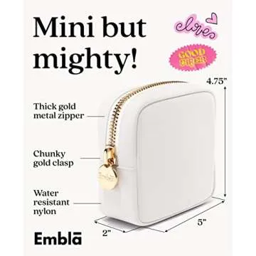 Embla Makeup Bag Travel Cosmetics Pouch and Toiletry Bag, Nylon Zipper Pouch Purse, Cute Make Up Org...