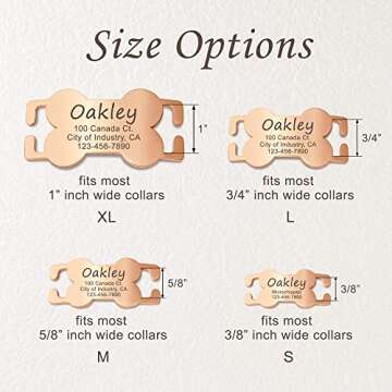 Anavia Bone Shape Slide On Silent Pet ID Tags, S/M/L/XL Gold Black Personalized Engraved Cat Dog Nam...