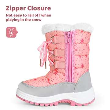 Apakowa Kids Girls Insulated Fur Winter Warm Snow Boots (Toddler/Little Kid) (Color : Pink, Size : 1...