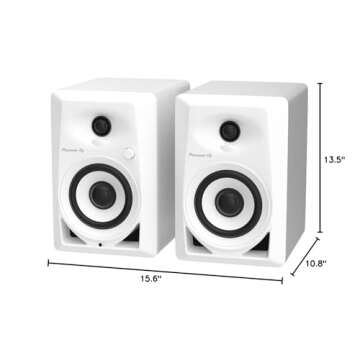 Pioneer DJ DM-40-W - 21W 4" Two-Way Active Monitor - White (Pair)