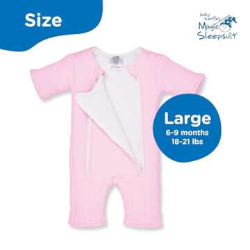 Baby Merlin's Magic Sleepsuit 100% Cotton Baby Transition Swaddle - Sleepsuit for Infants 6-9 Months - Baby Sleep Suit with Double Zipper for Easy Diaper Changes - Sleepwear for Back Sleeping - Pink