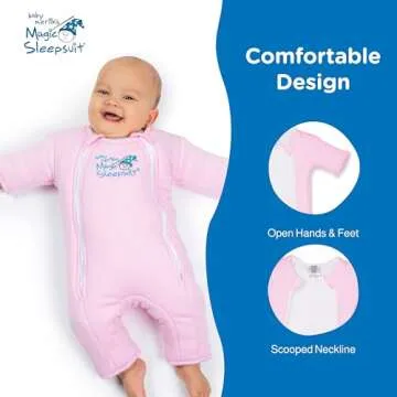 Baby Merlin's Magic Sleepsuit 100% Cotton Baby Transition Swaddle - Sleepsuit for Infants 6-9 Months - Baby Sleep Suit with Double Zipper for Easy Diaper Changes - Sleepwear for Back Sleeping - Pink