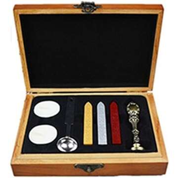 MNYR Vintage Santa Claus Monogram Wedding Wax Seal Stamp Melting Spoon Stick Candle Wooden Christmas...