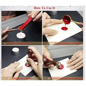 MNYR Vintage Santa Claus Monogram Wedding Wax Seal Stamp Melting Spoon Stick Candle Wooden Christmas Gift Box Invitation Embellishment Gift Wrap Package Custom Logo Word Sealing Wax Stamp Set