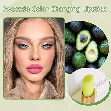 evpct 2Pcs Avocado Tinted Lip Balms PH Lip Color Changing Lipstick Balm Stain Gift Set Queen for Wom...