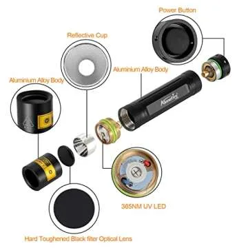 ALONEFIRE 10W 365nm UV Flashlight - Rechargeable & Versatile