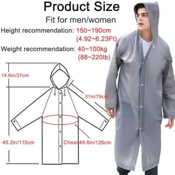 Rain Ponchos for Adults Reusable, 2 Pcs Raincoats for Women Men with Hood (E-Gray)