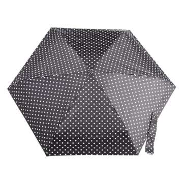 Totes Micro Mini Manual Compact Umbrella, NeverWet technology, Colorful dots on black, 38" arc Coverage