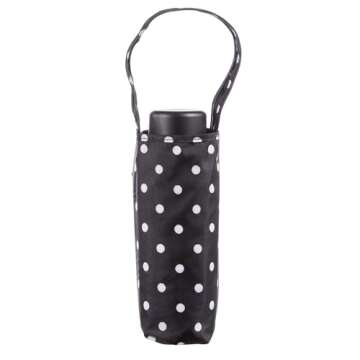 Totes Micro Mini Manual Compact Umbrella, NeverWet technology, Colorful dots on black, 38" arc Coverage