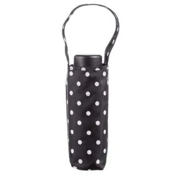 Totes Micro Mini Manual Compact Umbrella, NeverWet technology, Colorful dots on black, 38" arc Coverage