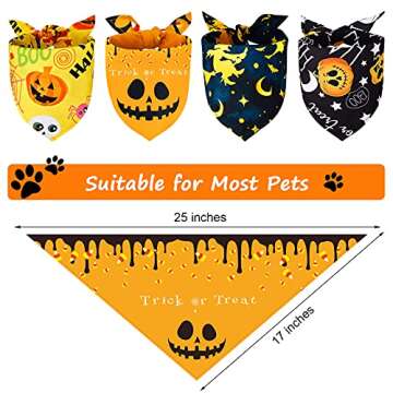 8 Pieces Halloween Dog Bandanas Pumpkin Bat Dog Triangle Bid Adjustable Pet Scarf for Halloween Holi...