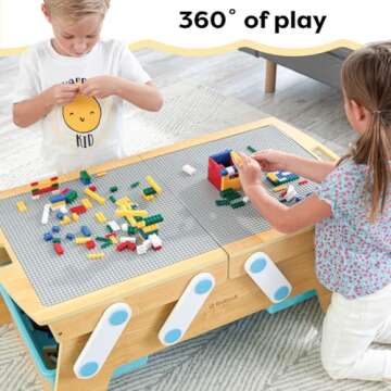 KidKraft Building Bricks Play N Store Table for Kids