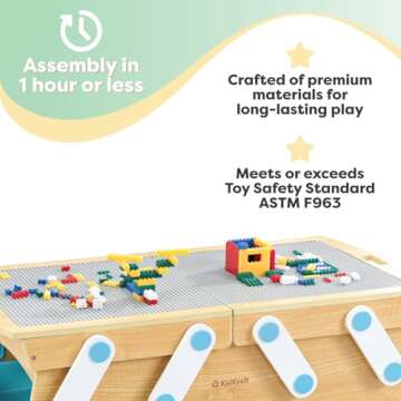 KidKraft Building Bricks Play N Store Table for Kids