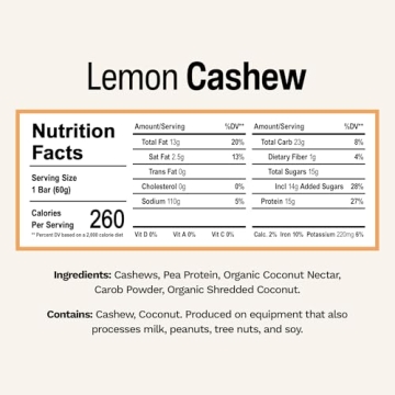 Rise Pea Protein Bar Vegan Lemon Cashew Snack