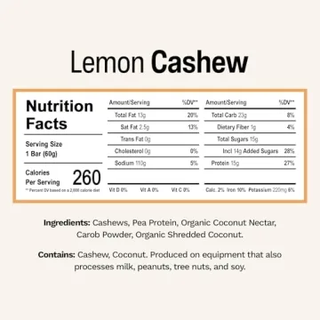 Rise Pea Protein Bar Vegan Lemon Cashew Snack