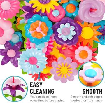 FUNZBO Flower Garden Building Toys - Spring Toys for Age 3 4 5 6 7 Years Old Toddler Girl, STEM Montessori Educational Toy for Kids, Sorting & Stacking Set for Birthday Valentine Easter Gardening Gift