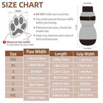 PUPTECK Anti-Slip Dog Socks with Double Sides Grips for Small Medium Large Dogs Hardwood Floors Prevents Licking, Dog Shoes for Hot Pavement Traction Control Paw Protector for Senior Dogs, Grey L