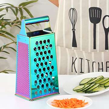 Large Stainless Steel 4 Sides Grater Slicer with Handle, Multifunctional Cutter Planing for Ginger, ...