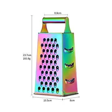 Large Stainless Steel 4 Sides Grater Slicer with Handle, Multifunctional Cutter Planing for Ginger, Garlic, Cucumbers, Carrots, Cheese, Potato, Ergonomic Design Kitchen Gadgets Accessories Rainbow