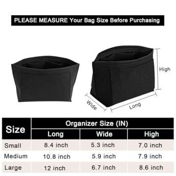 LOUKAYCCI Felt Purse Organizer Insert for Longchamp Le Pliage L Handbag Insert (Large, Black)