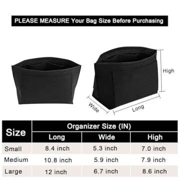 LOUKAYCCI Felt Purse Organizer Insert for Longchamp Le Pliage L Handbag Insert (Large, Black)