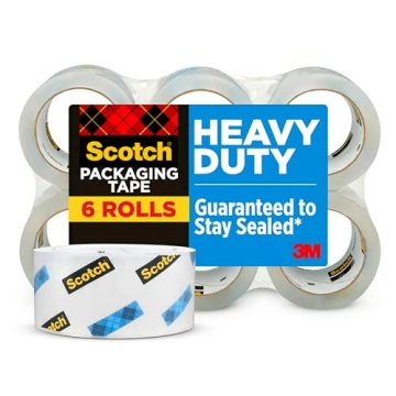 Scotch Heavy Duty Shipping Packing Tape, 6 Rolls for Easy Sealing