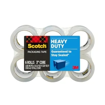 Scotch Heavy Duty Shipping Packing Tape, 6 Rolls for Easy Sealing