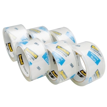 Scotch Heavy Duty Shipping Packing Tape, 6 Rolls for Easy Sealing