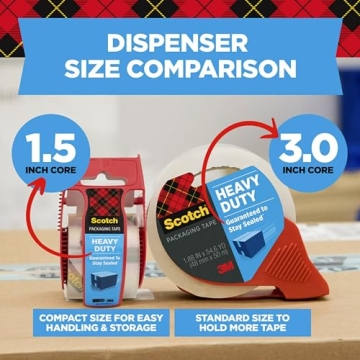 Scotch Heavy Duty Shipping Packing Tape, 6 Rolls for Easy Sealing