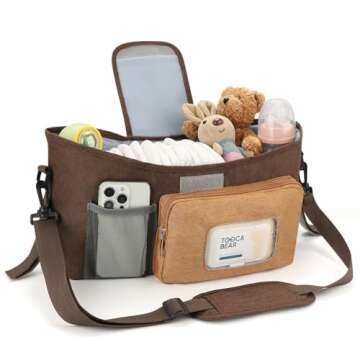 Accmor Stroller Organizer with Insulated Cup Holder for Baby Jogger, Brown
