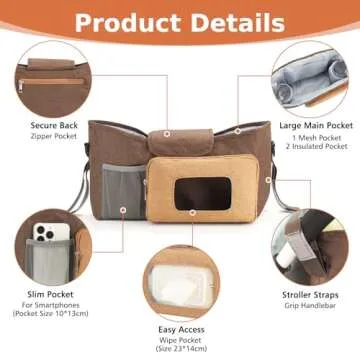 Accmor Universal Stroller Organizer with Cup Holders