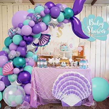 HOLICOLOR 136pcs Balloon Garland Kit for Party Decoration Supplies, Shell Balloons for Purple Birthday Party Baby Shower Decoration