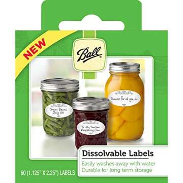 Jarden Ball Dissolvable Canning Labels - Easy to Use & Eco-Friendly