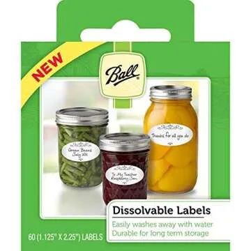 Jarden Ball Dissolvable Canning Labels - Easy to Use & Eco-Friendly