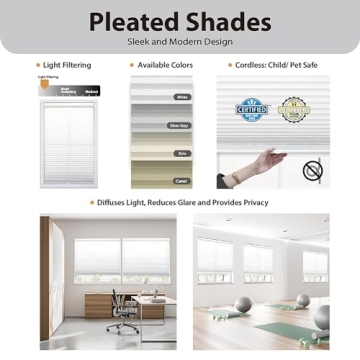 DEZ FURNISHINGS Cordless Pleated Shade - Light Filtering & Stylish