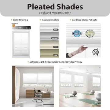 DEZ FURNISHINGS Cordless Pleated Shade - Light Filtering & Stylish