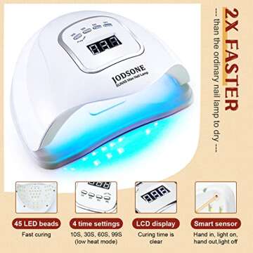 JODSONE 32 Color Gel Nail Polish Kit with U V Light and Nail Drill No Wipe Base Coat Top Coat Gel Polish Nail Kit All Kinds of Professional Manicure Tools